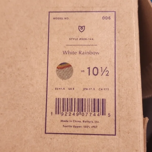 NWTs Rothy's White Rainbow 🌈 size 10.5 - Picture 7 of 9